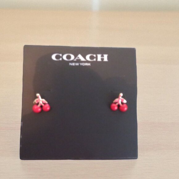 COACH - Cherry Stud Earrings, Super Cute! NWT - Picture 2 of 7